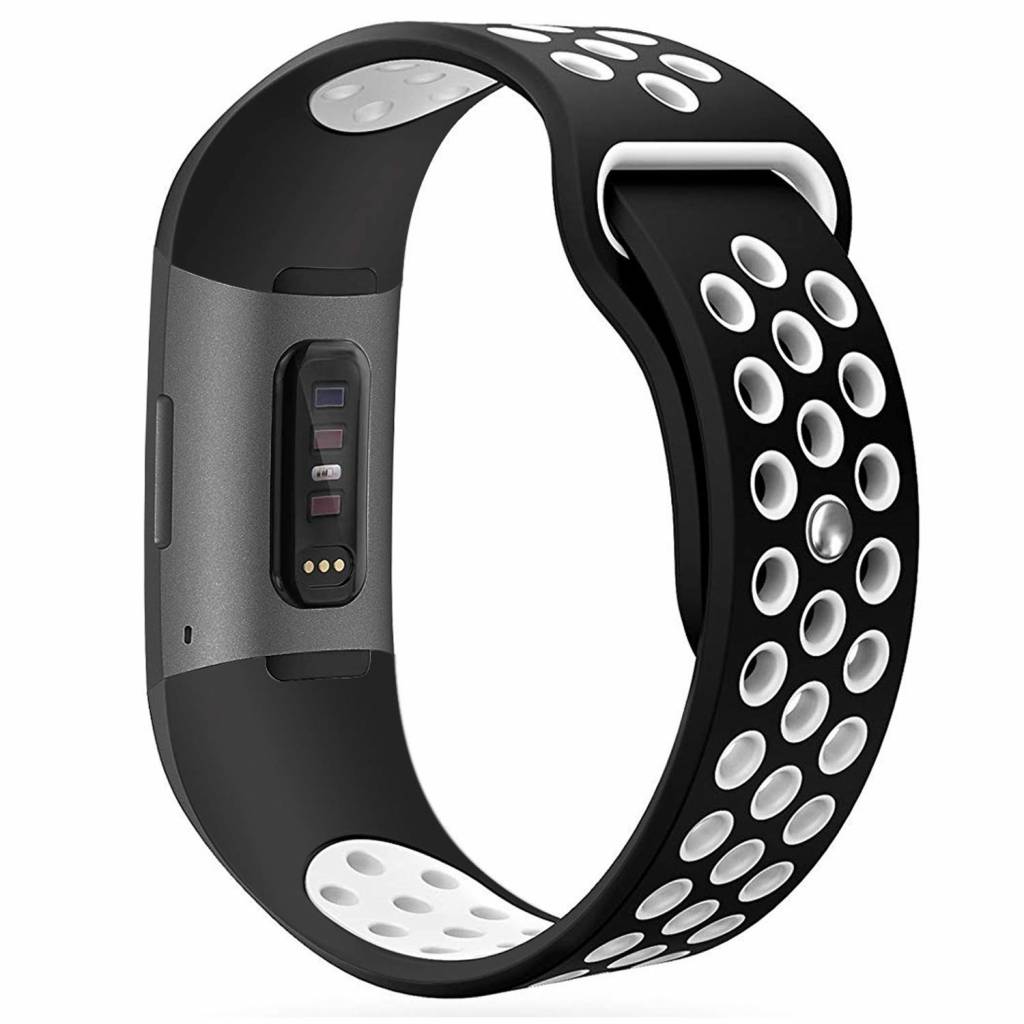 Bracelet sport double Fitbit Charge 3 & 4 - noir blanc