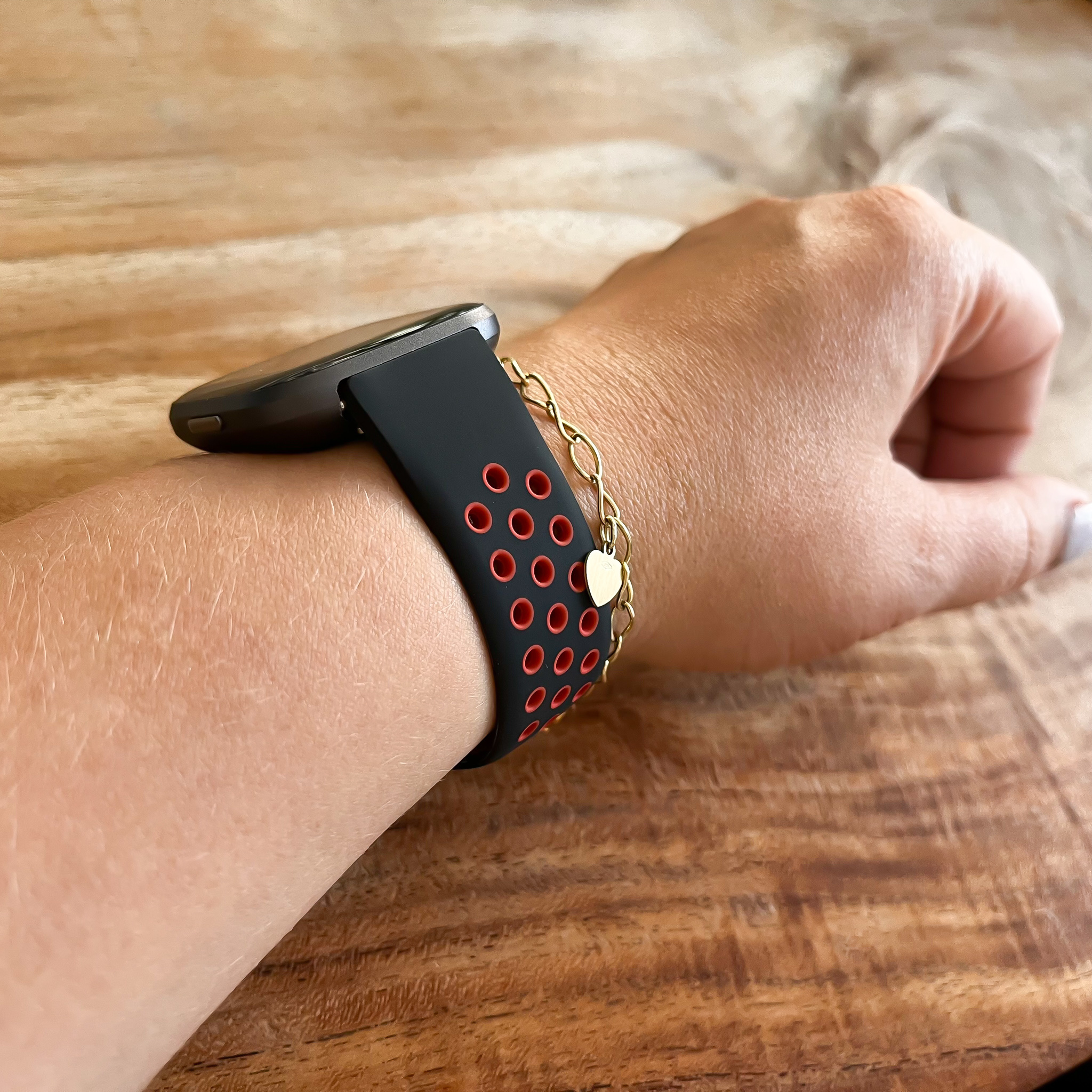 Bracelet sport double Fitbit Versa - noir rouge