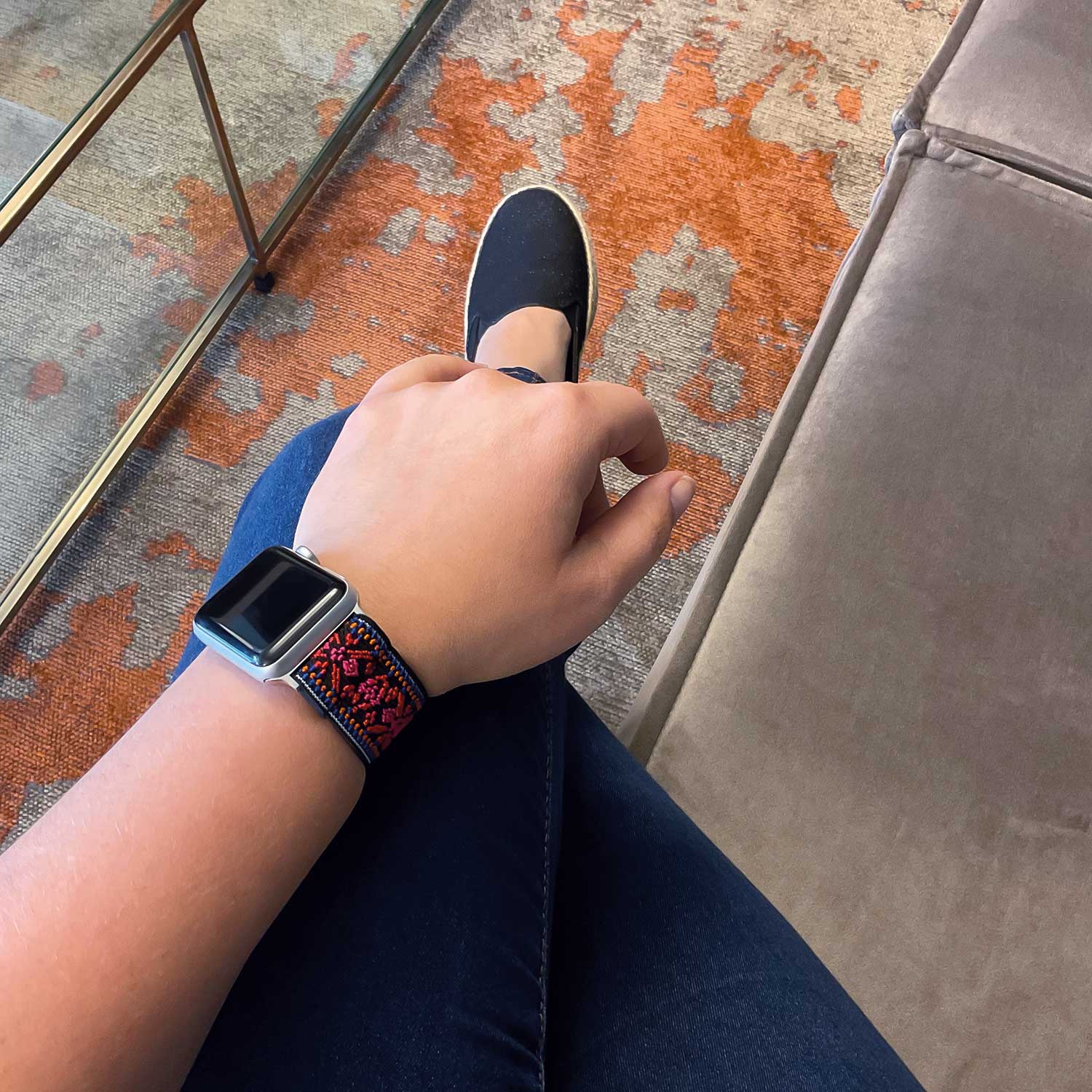 Bracelet nylon Apple Watch - rouge bohème