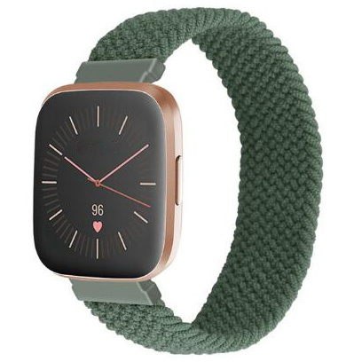 Bracelet nylon Boucle unique tressé Fitbit Versa - vert inverness