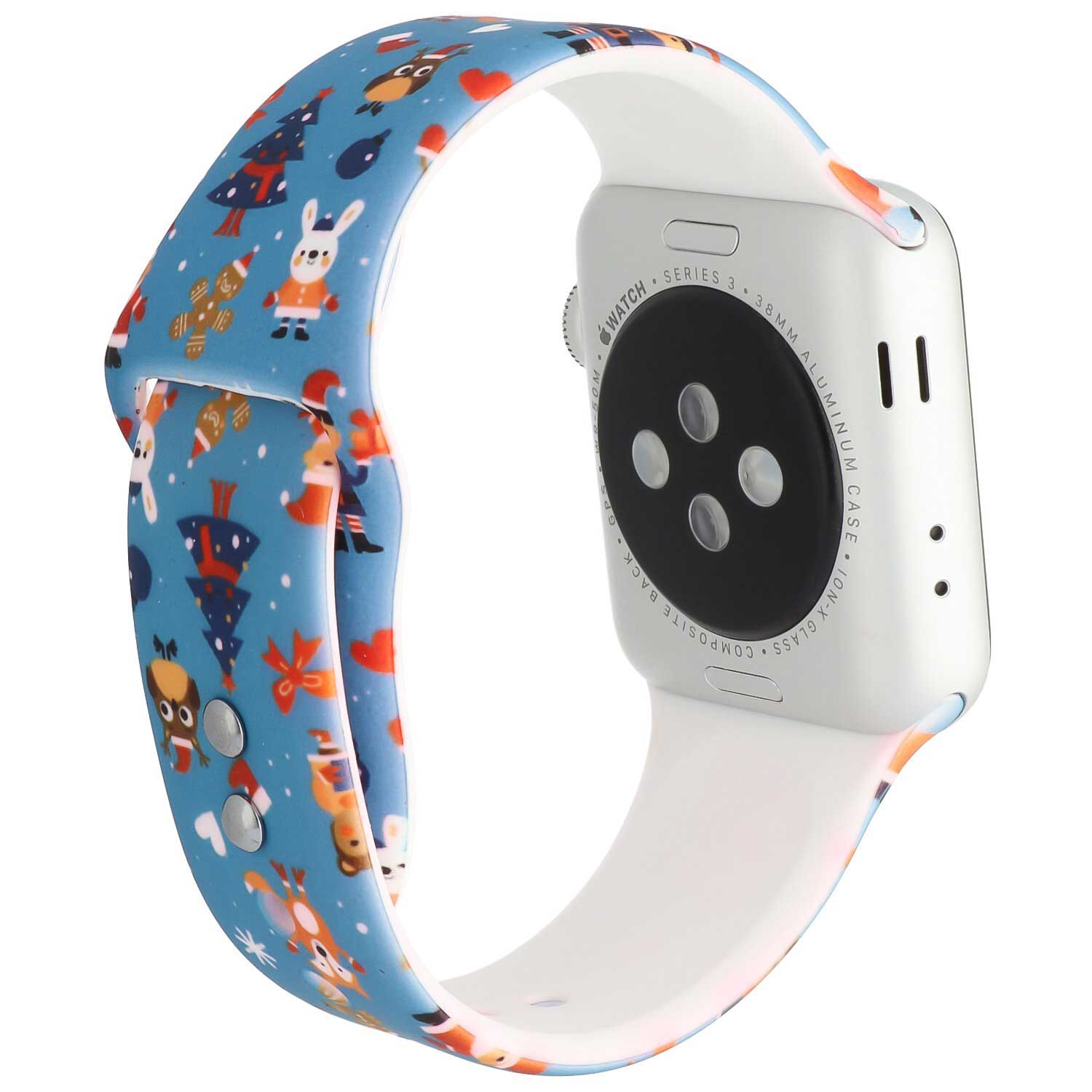 Bracelet sport imprimé Apple Watch - bleu de Noël