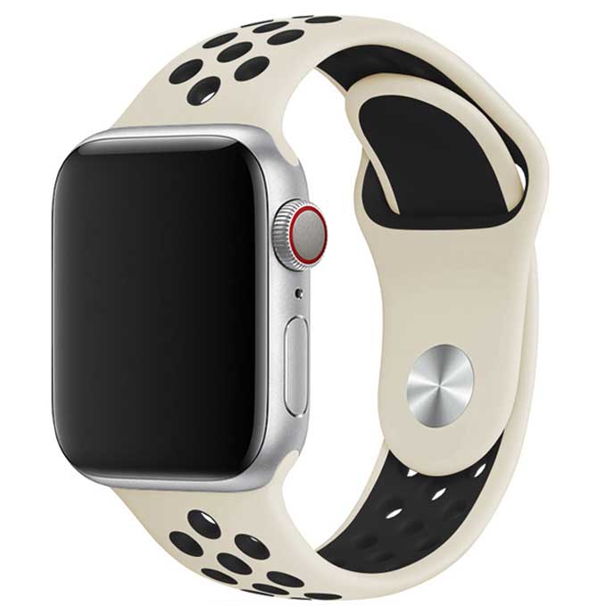 Bracelet sport double Apple Watch - blanc antique noir