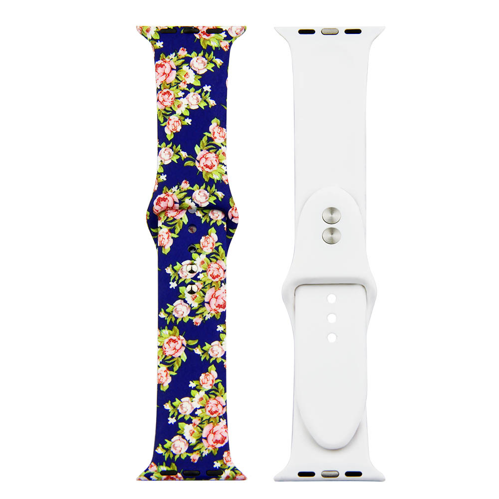 Bracelet sport imprimé Apple Watch - bleu pivoine