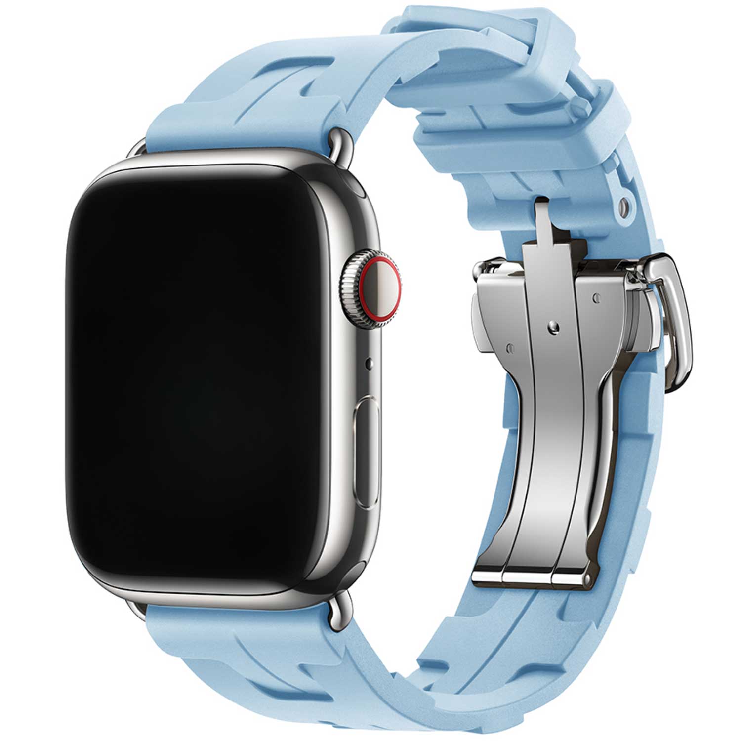 Bracelet sport Hermès simple tour kilim Apple Watch - bleu clair
