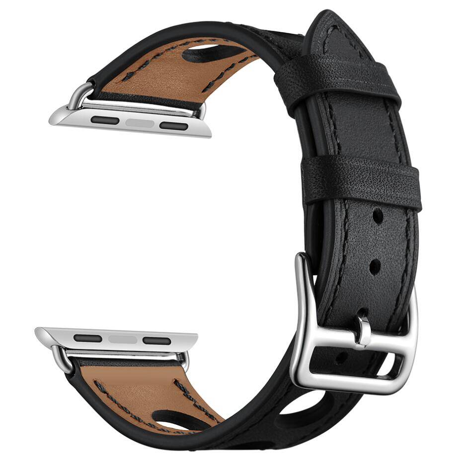 Bracelet en cuir Hermès Apple Watch - noir
