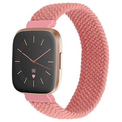 Bracelet nylon Boucle unique tressé Fitbit Versa - rose