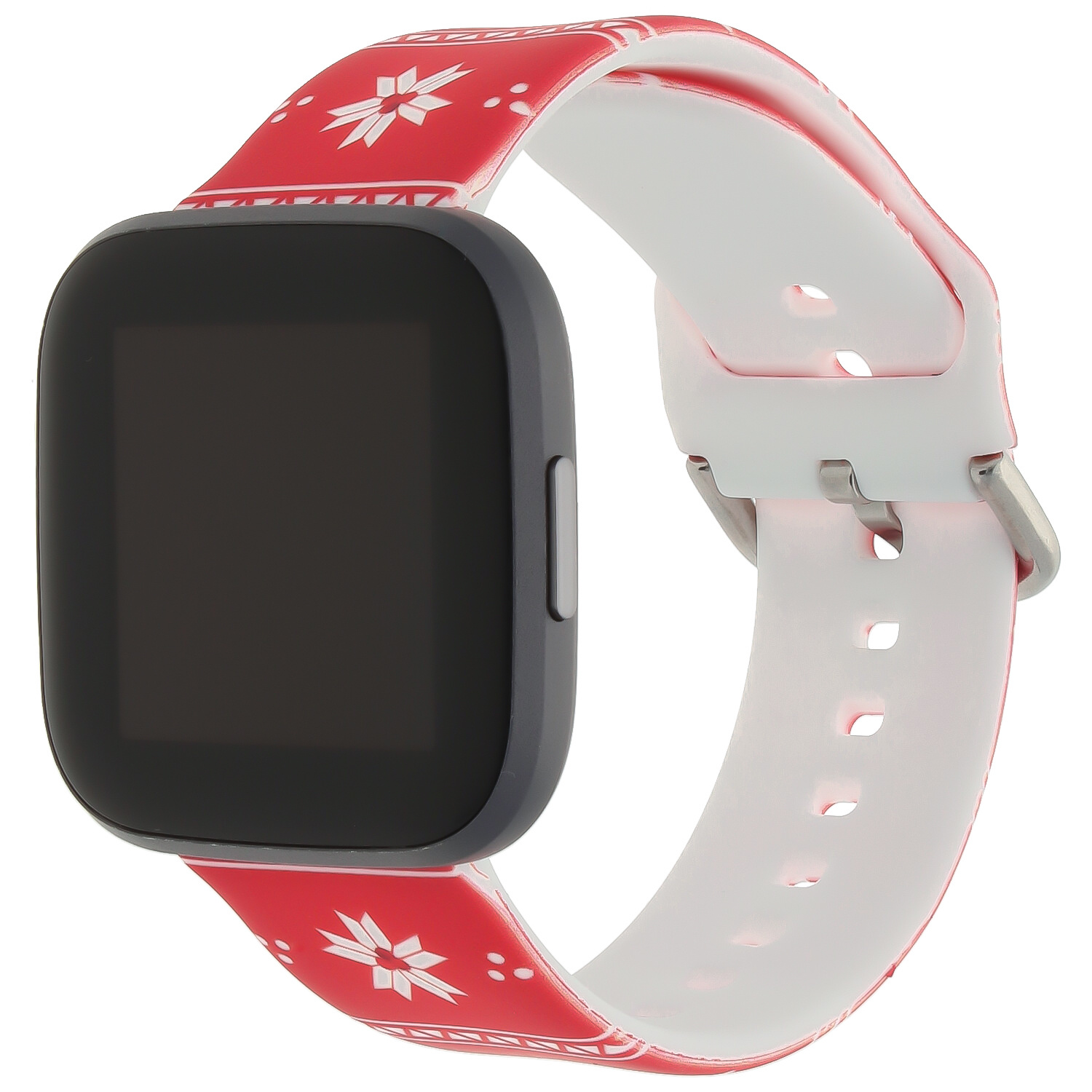 Bracelet sport imprimé Fitbit Versa - rouge poinsettia de Noël