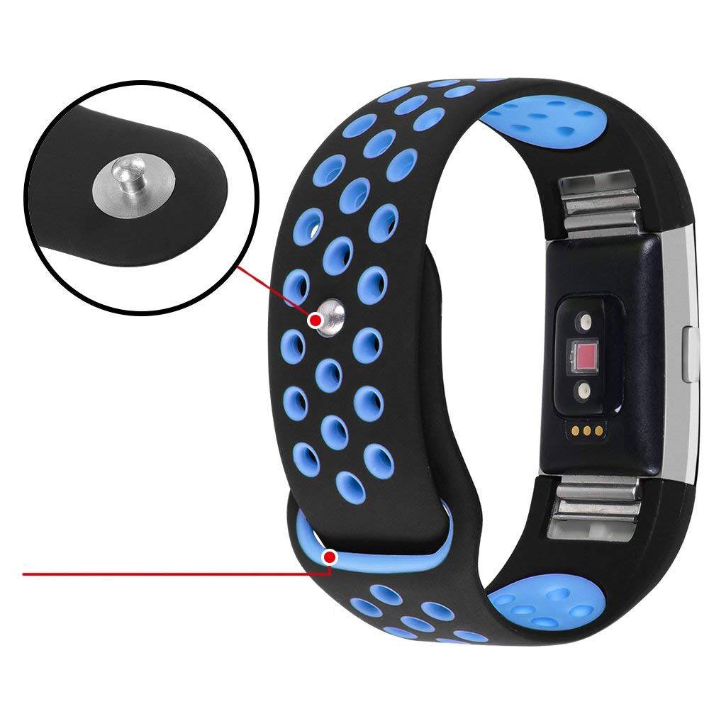 Bracelet sport double Fitbit Charge 2 - noir bleu