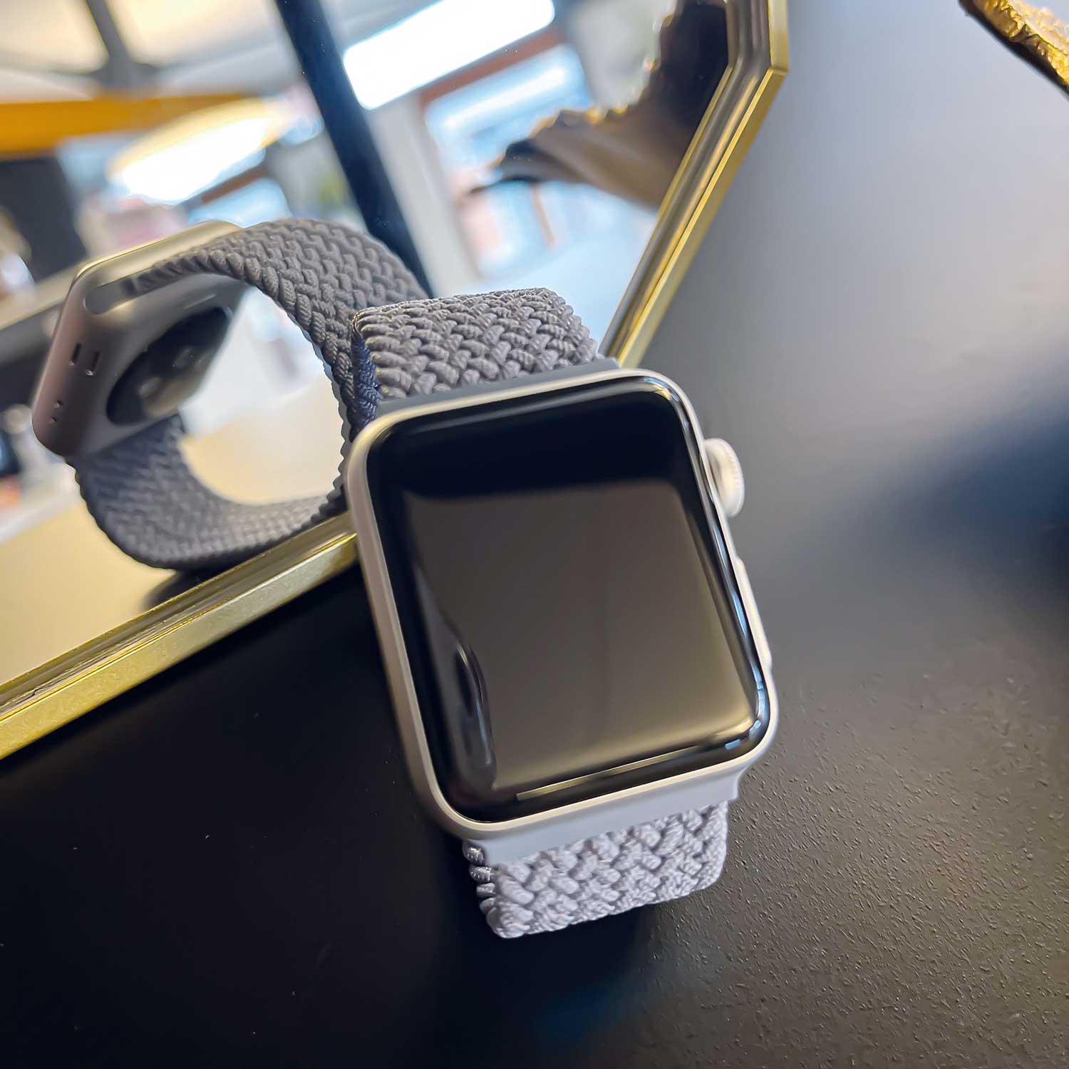 Bracelet nylon Boucle unique tressé Apple Watch - ardoise