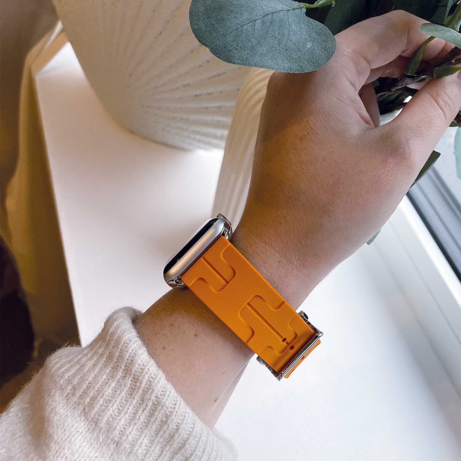 Bracelet sport Hermès simple tour kilim Apple Watch - orange