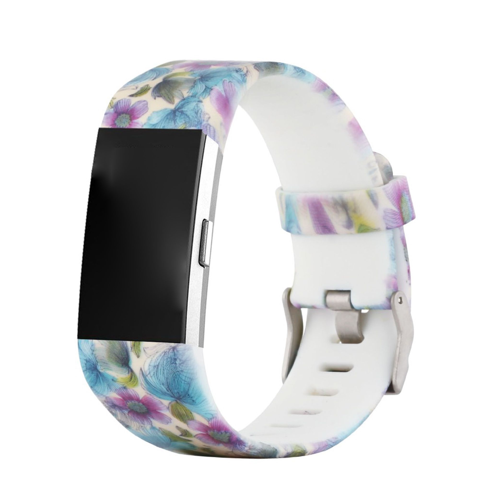 Bracelet sport imprimé Fitbit Charge 2 - fleur bleue