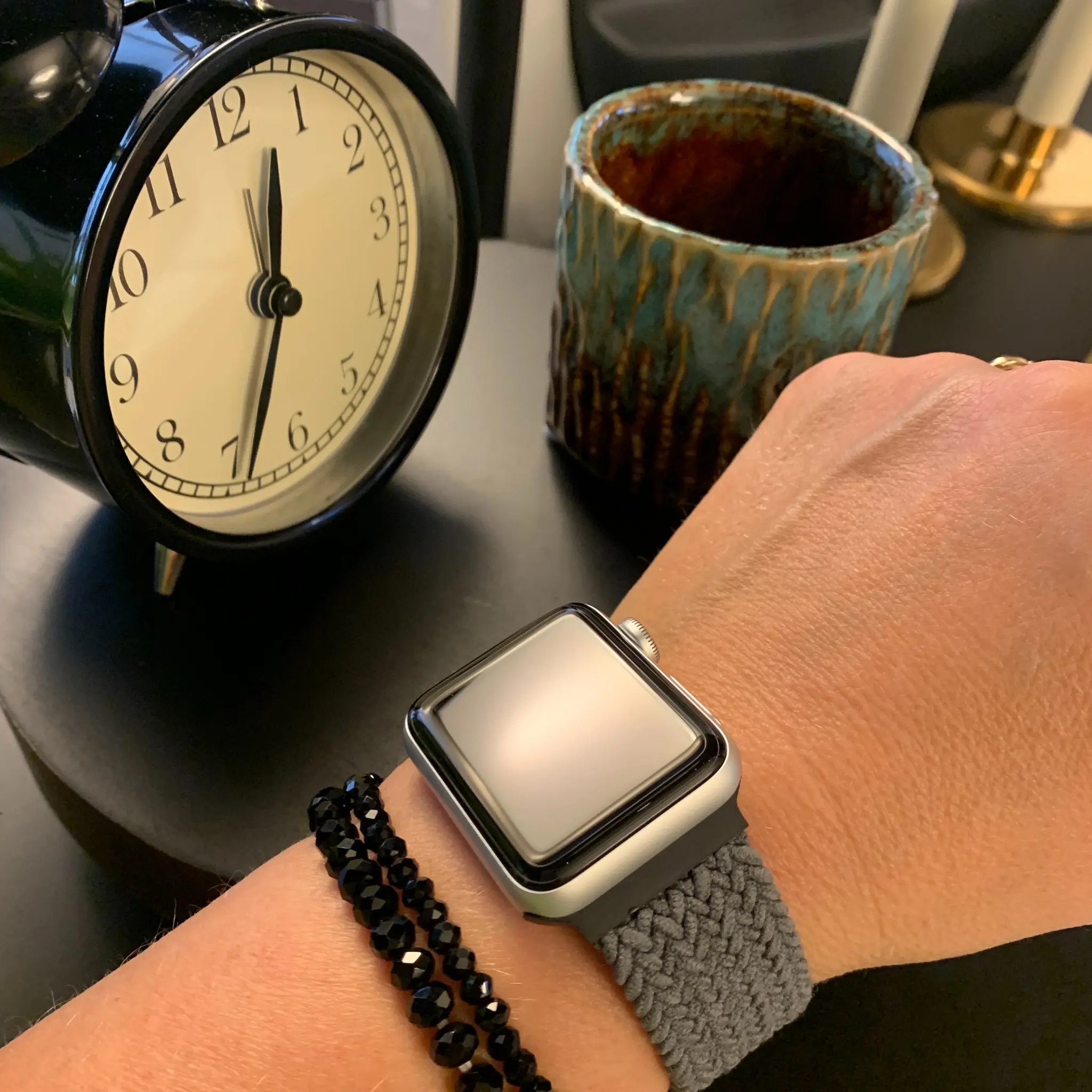 Bracelet nylon Boucle unique tress Apple Watch gris