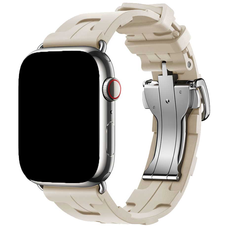 Bracelet sport Hermès simple tour kilim Apple Watch - beige