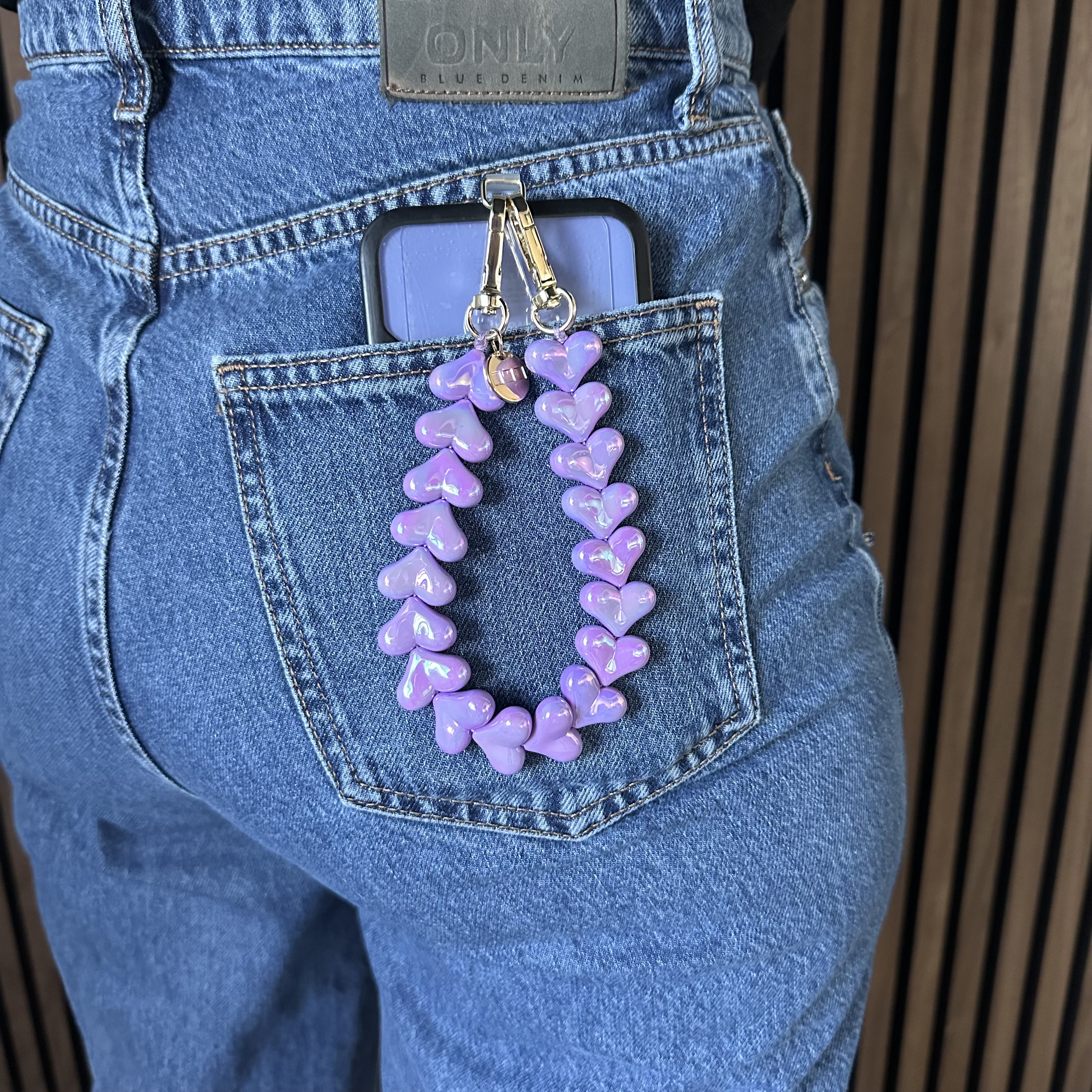Cordon Téléphone Heart - violet brillant - argent