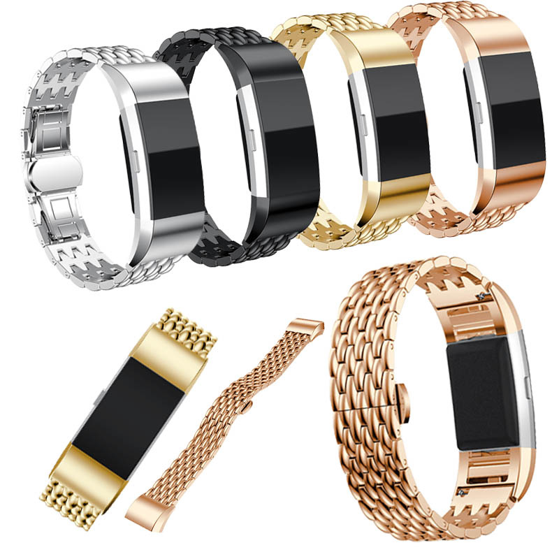 Bracelet acier dragon Fitbit Charge 3 & 4 - noir