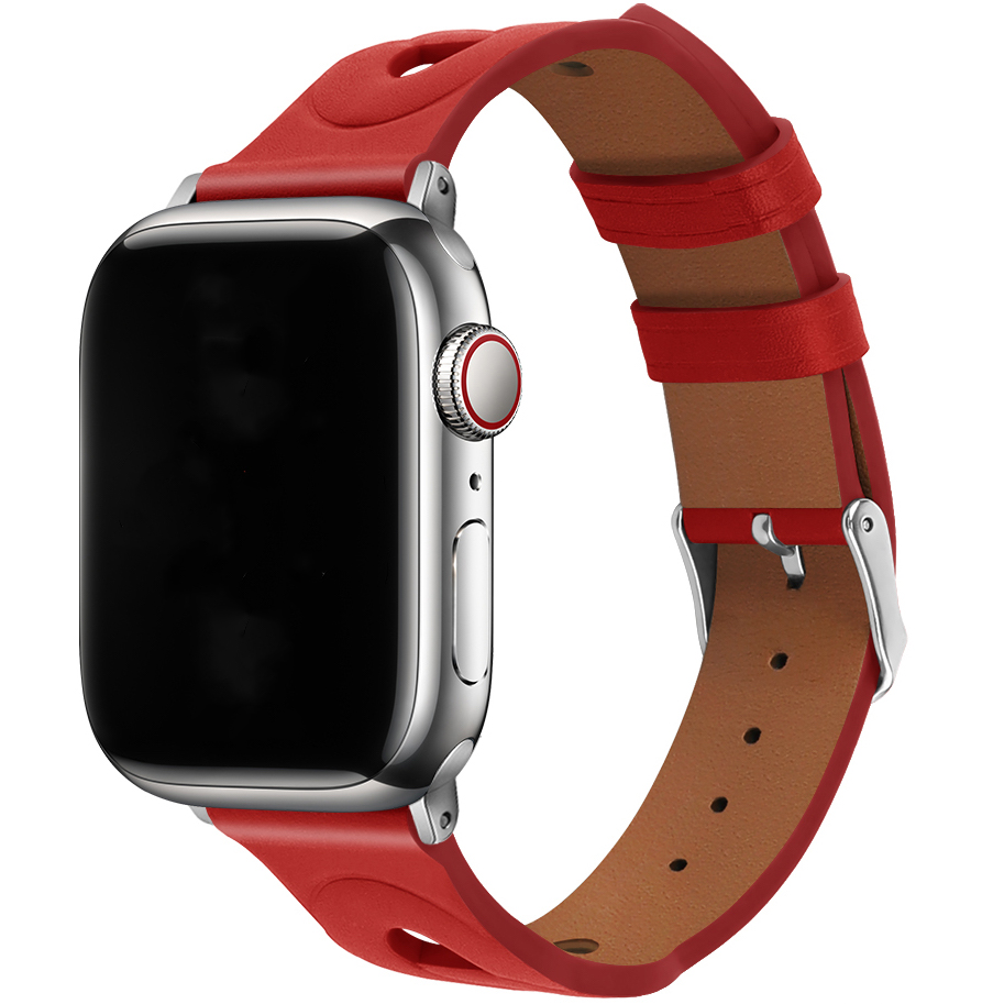 Bracelet en cuir Hermès anneau Apple Watch - rouge