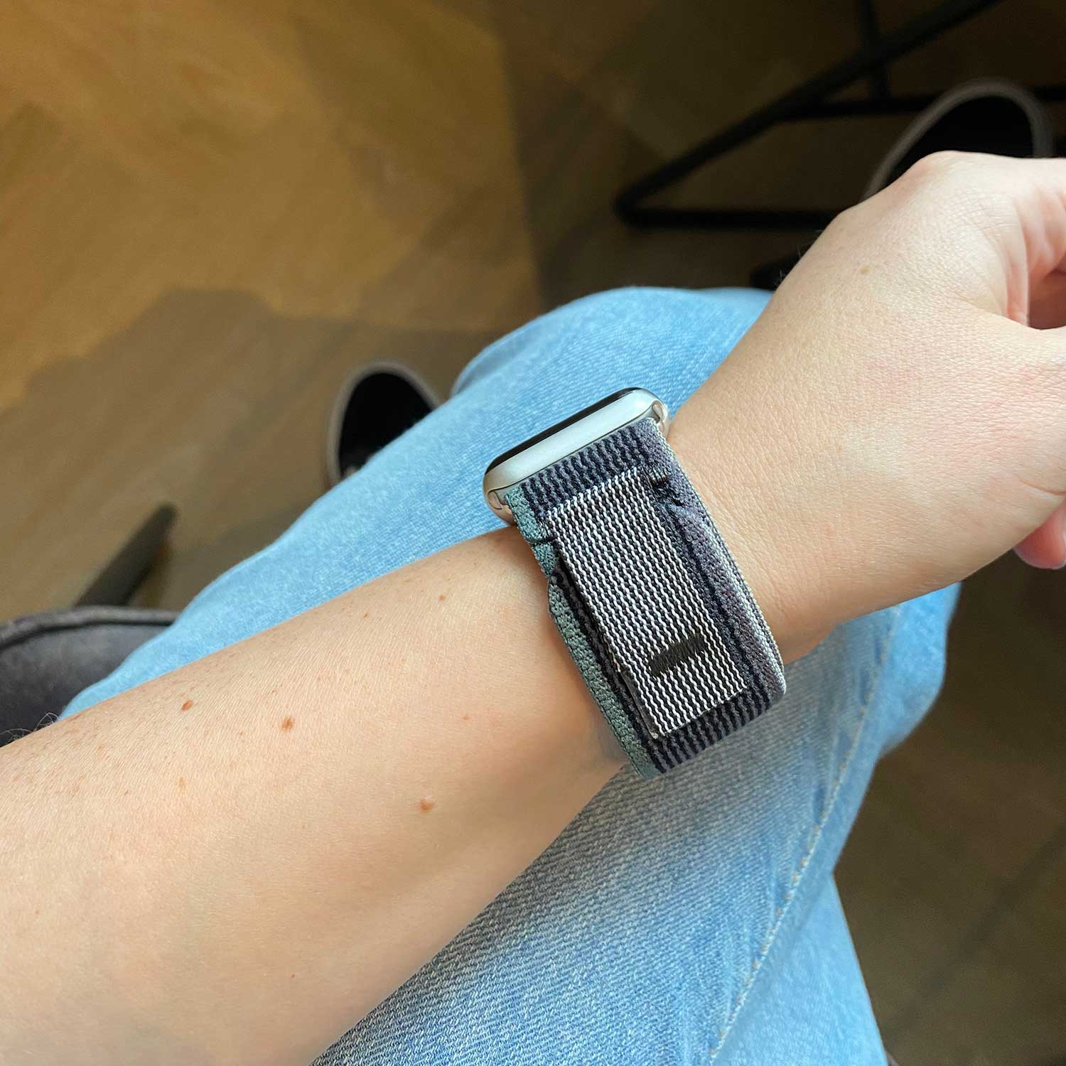Bracelet Boucle Trail en nylon Apple Watch - bleu noir