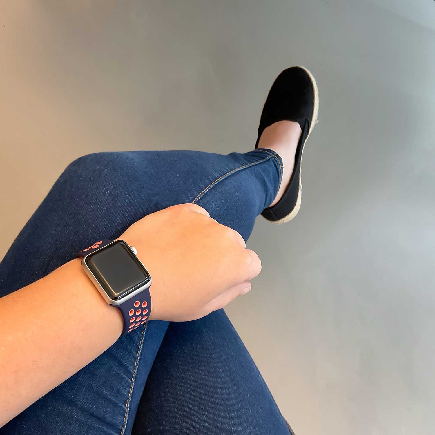 Bracelet sport double Apple Watch - bleu noir mangue