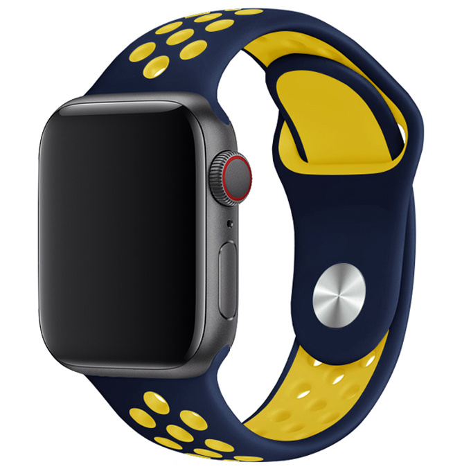 Bracelet sport double Apple Watch - bleu foncé jaune