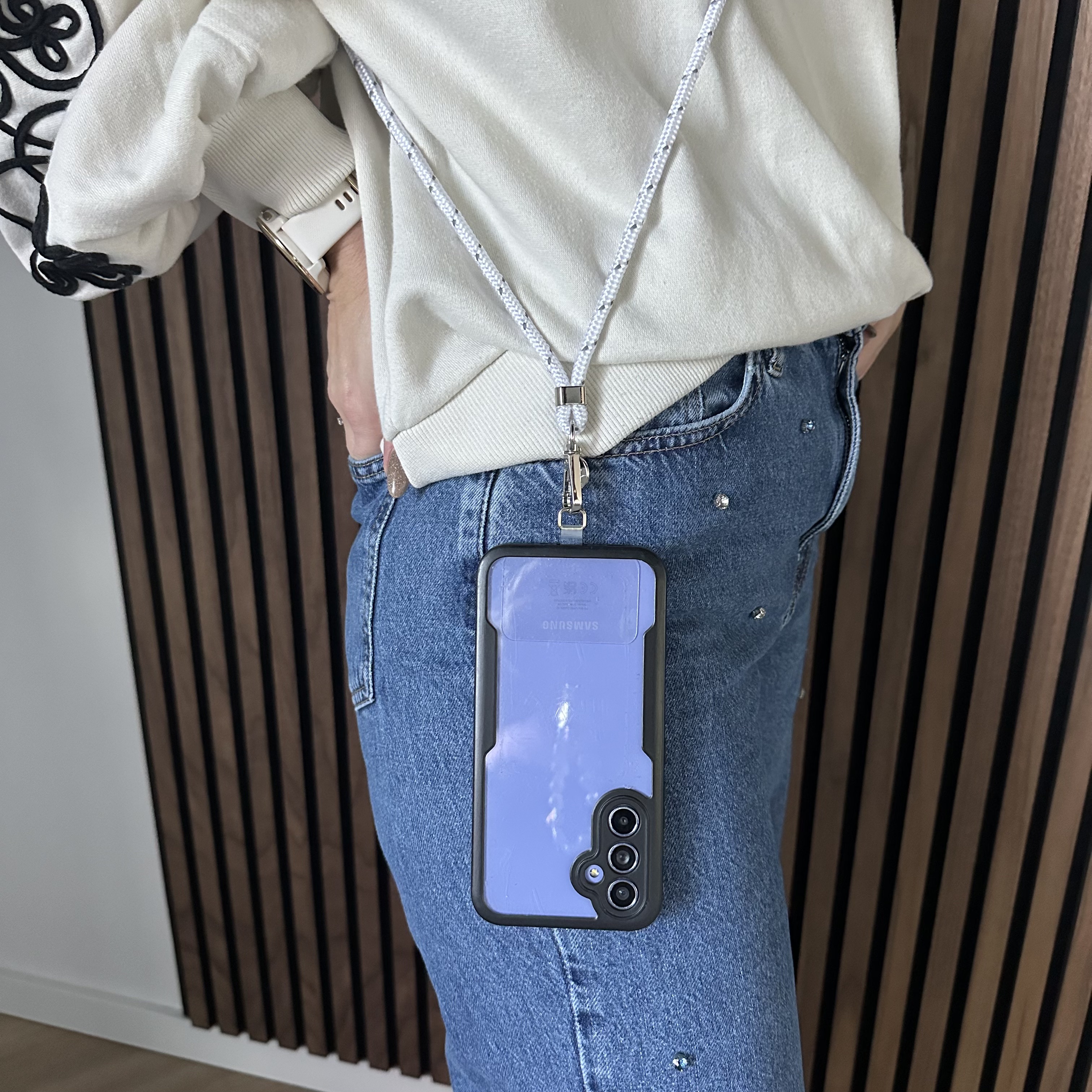 Cordon téléphone Longa - blanc - argent