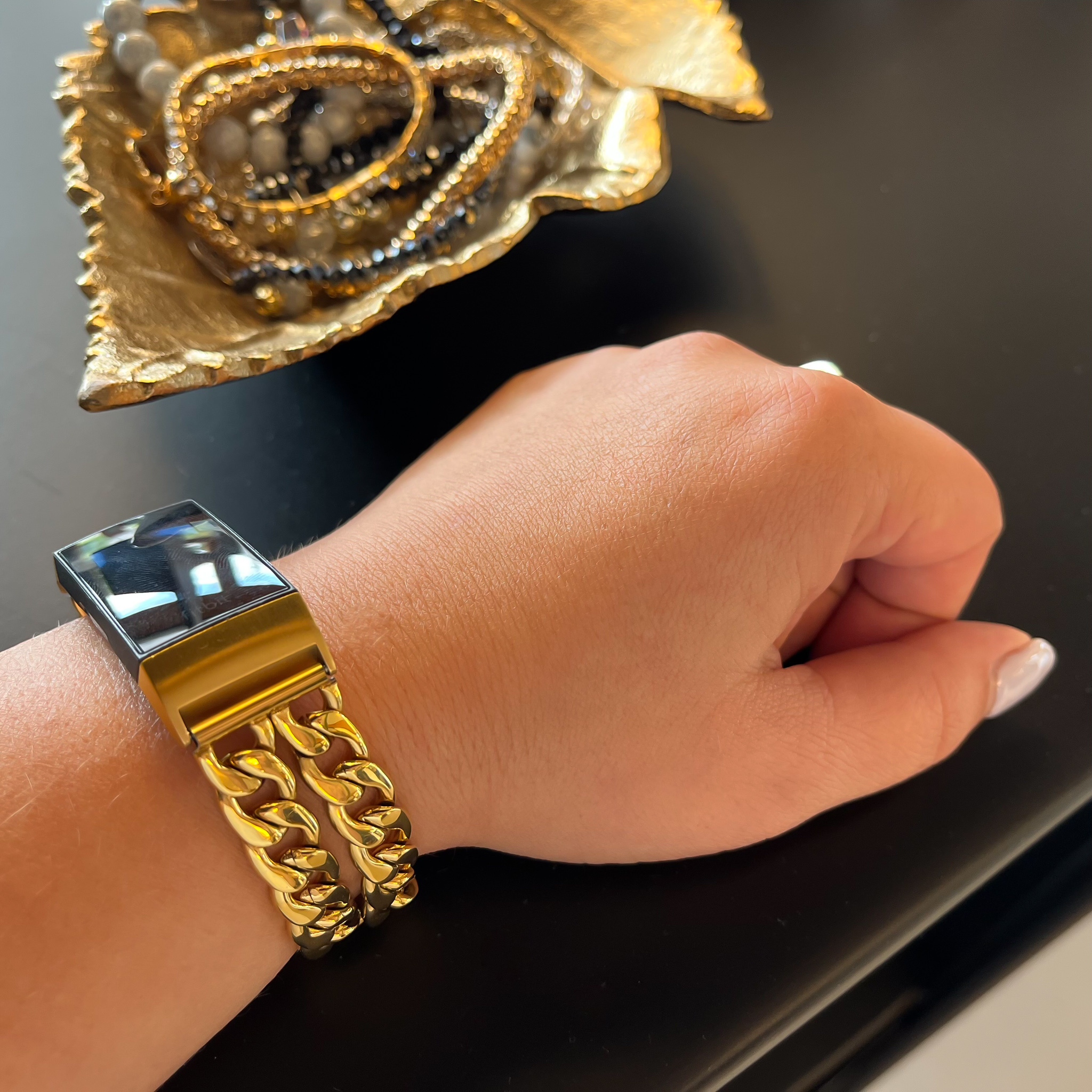 Bracelet acier cow-boy Fitbit Charge 3 & 4 - or