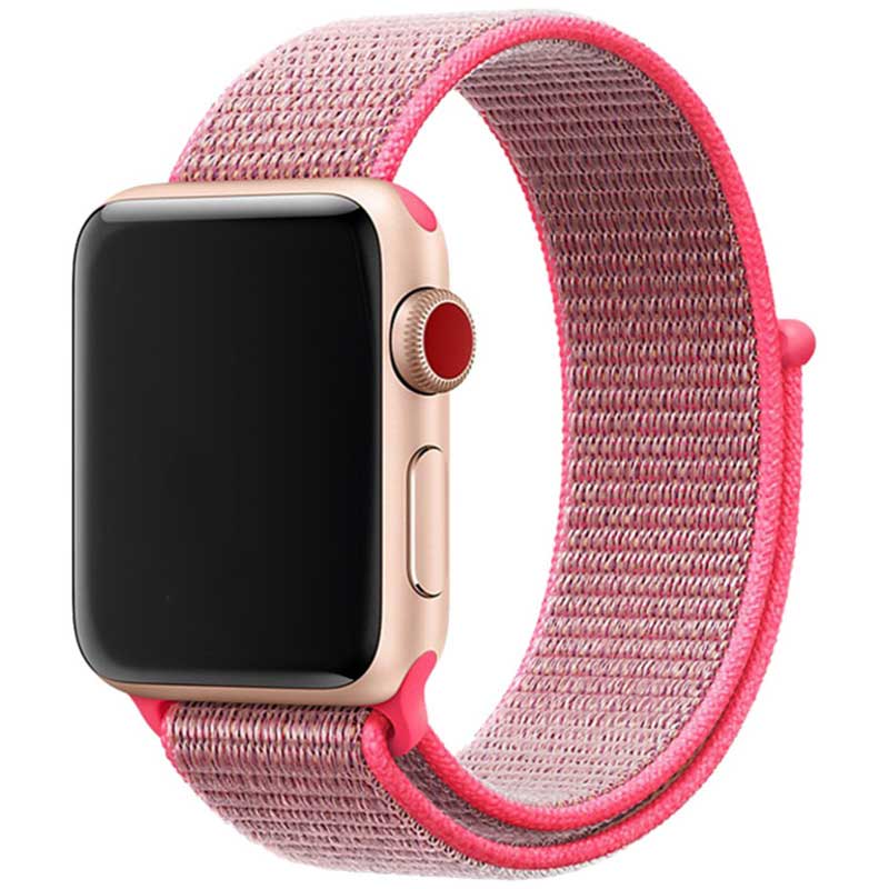Bracelet boucle sport en nylon Apple Watch sportif - rose rouge