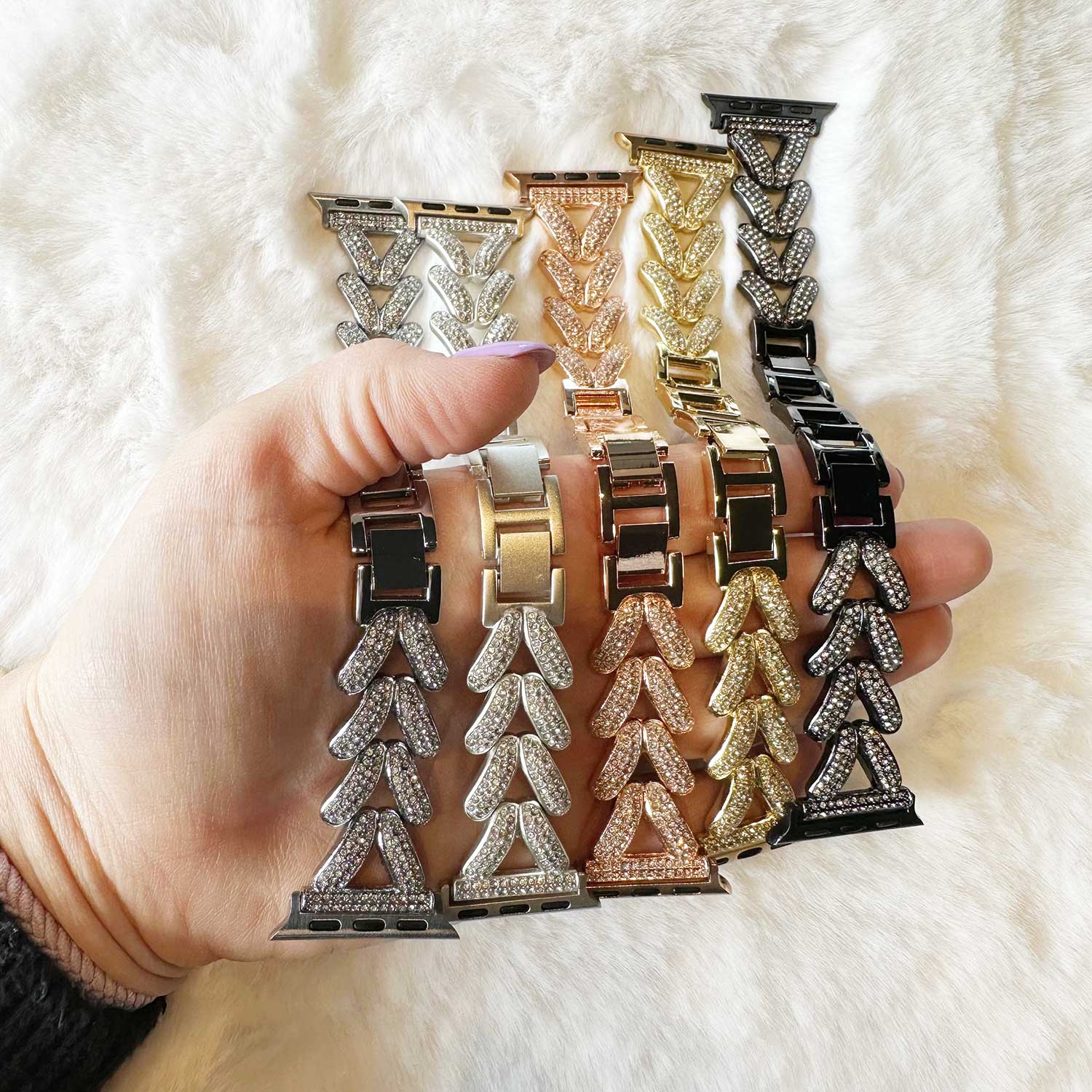 Bracelet à maillons en acier cœur Apple Watch - Faye lumière stellaire