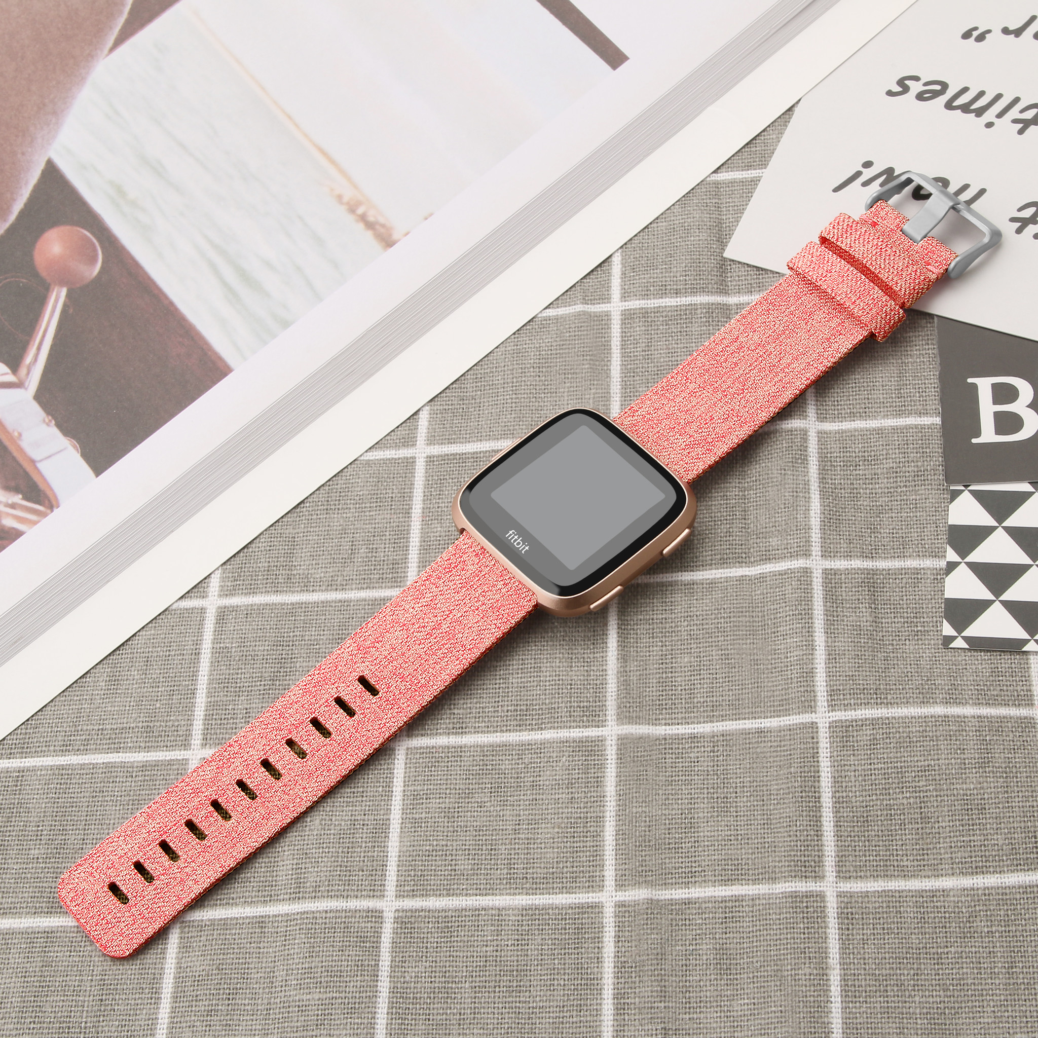 Bracelet boucle sport en nylon Fitbit Versa - orange