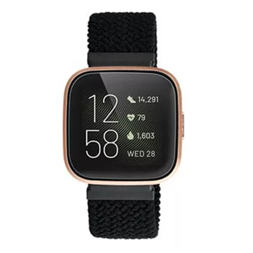 Bracelet nylon Boucle unique tressé Fitbit Versa - noir