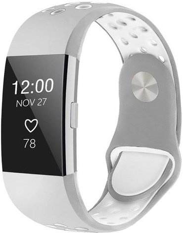 Bracelet sport double Fitbit Charge 2 - gris blanc