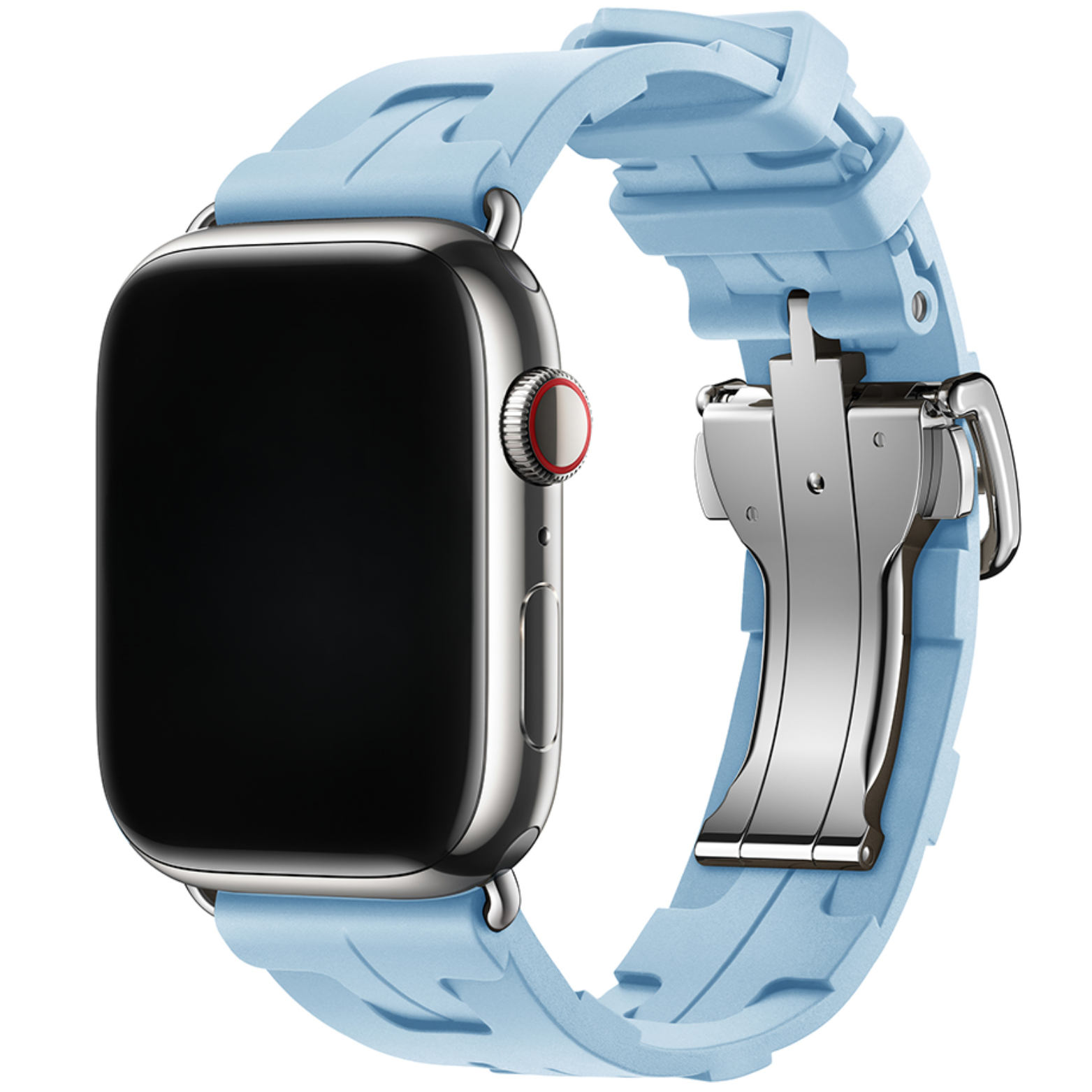 Bracelet sport Hermès simple tour kilim Apple Watch - bleu clair