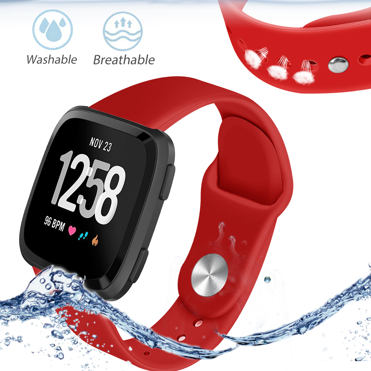 Bracelet sport en silicone Fitbit Versa - rouge