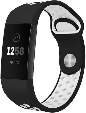 Bracelet sport double Fitbit Charge 3 & 4 - noir blanc