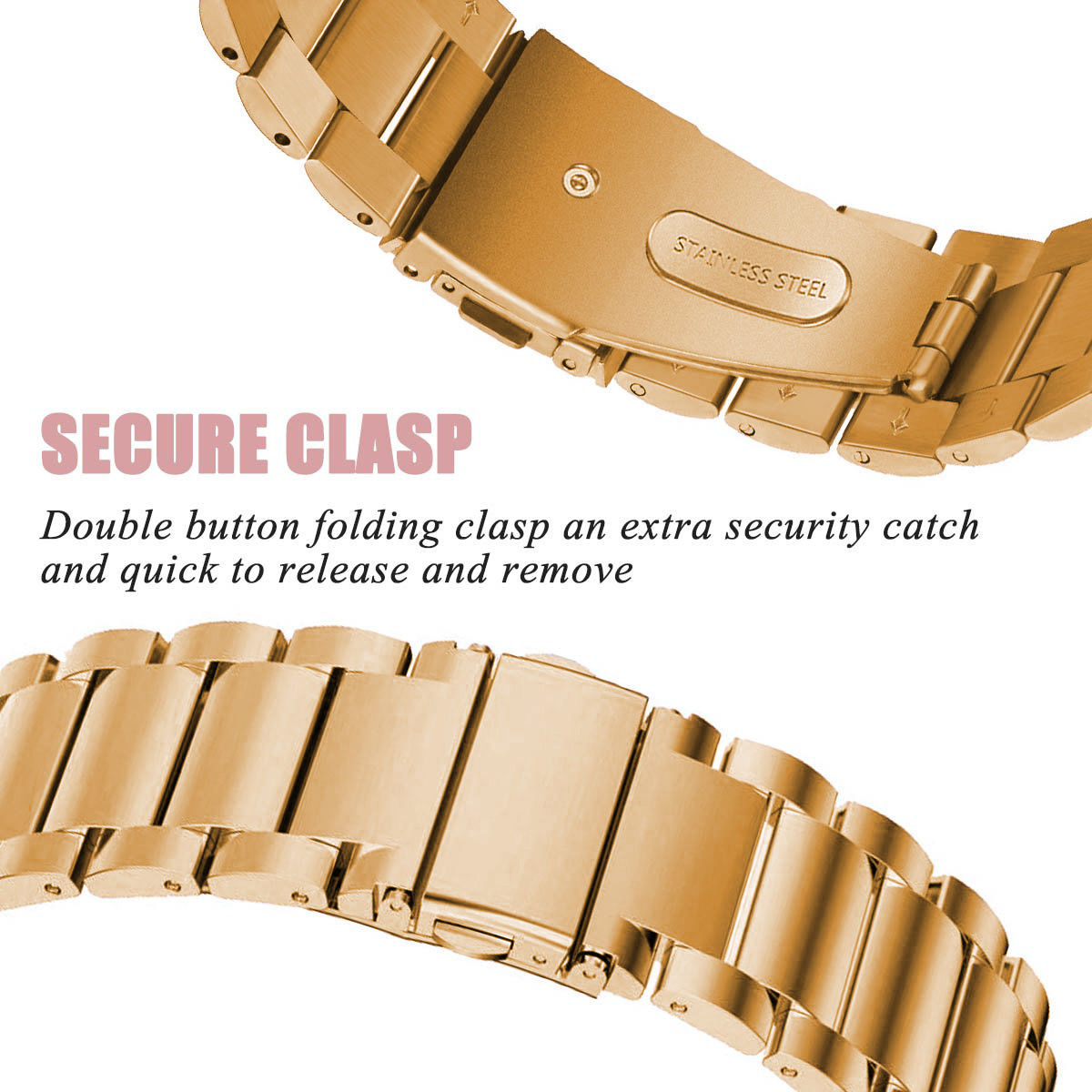 Bracelet acier perles Fitbit Versa - rose or