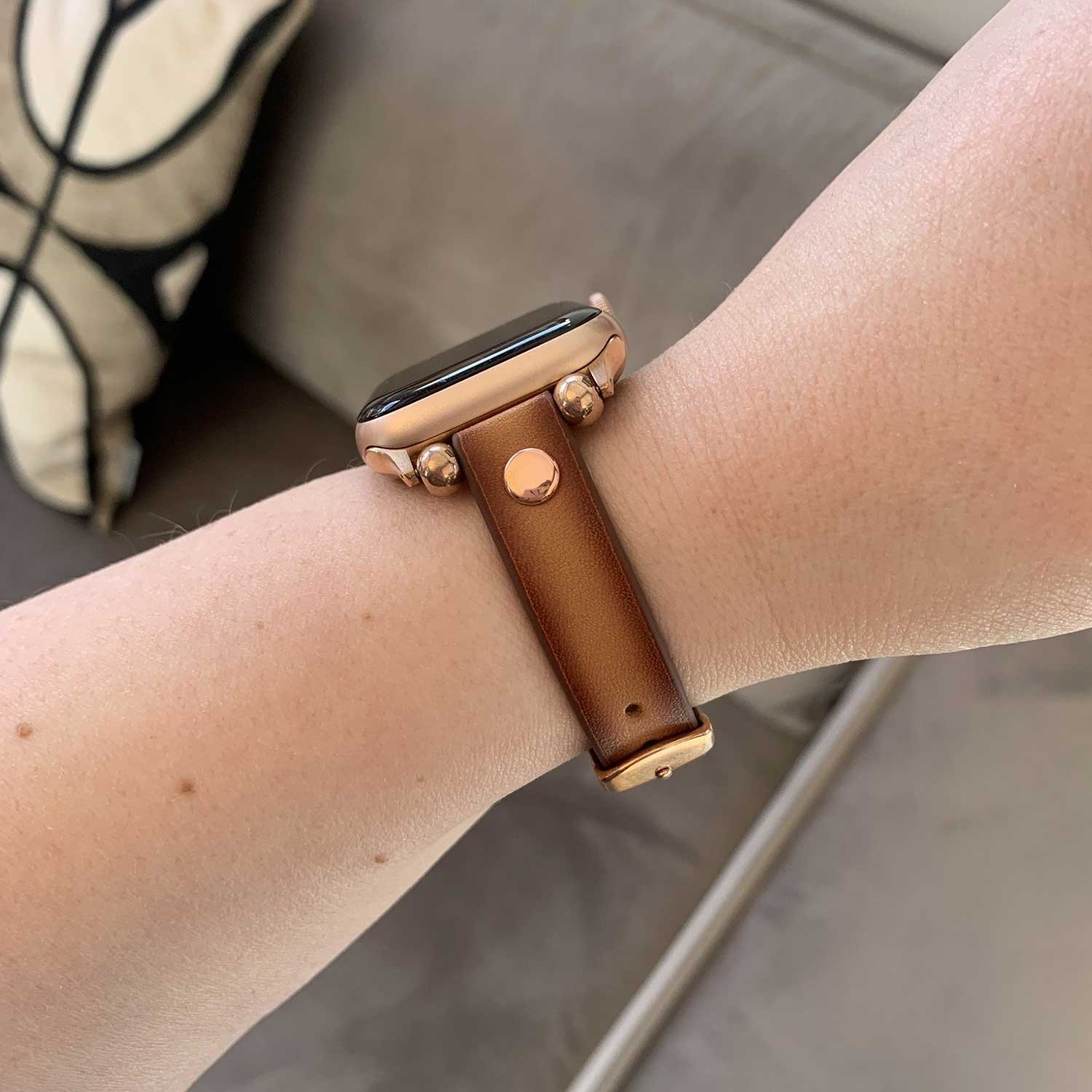 Bracelet en cuir fin Apple Watch - marron