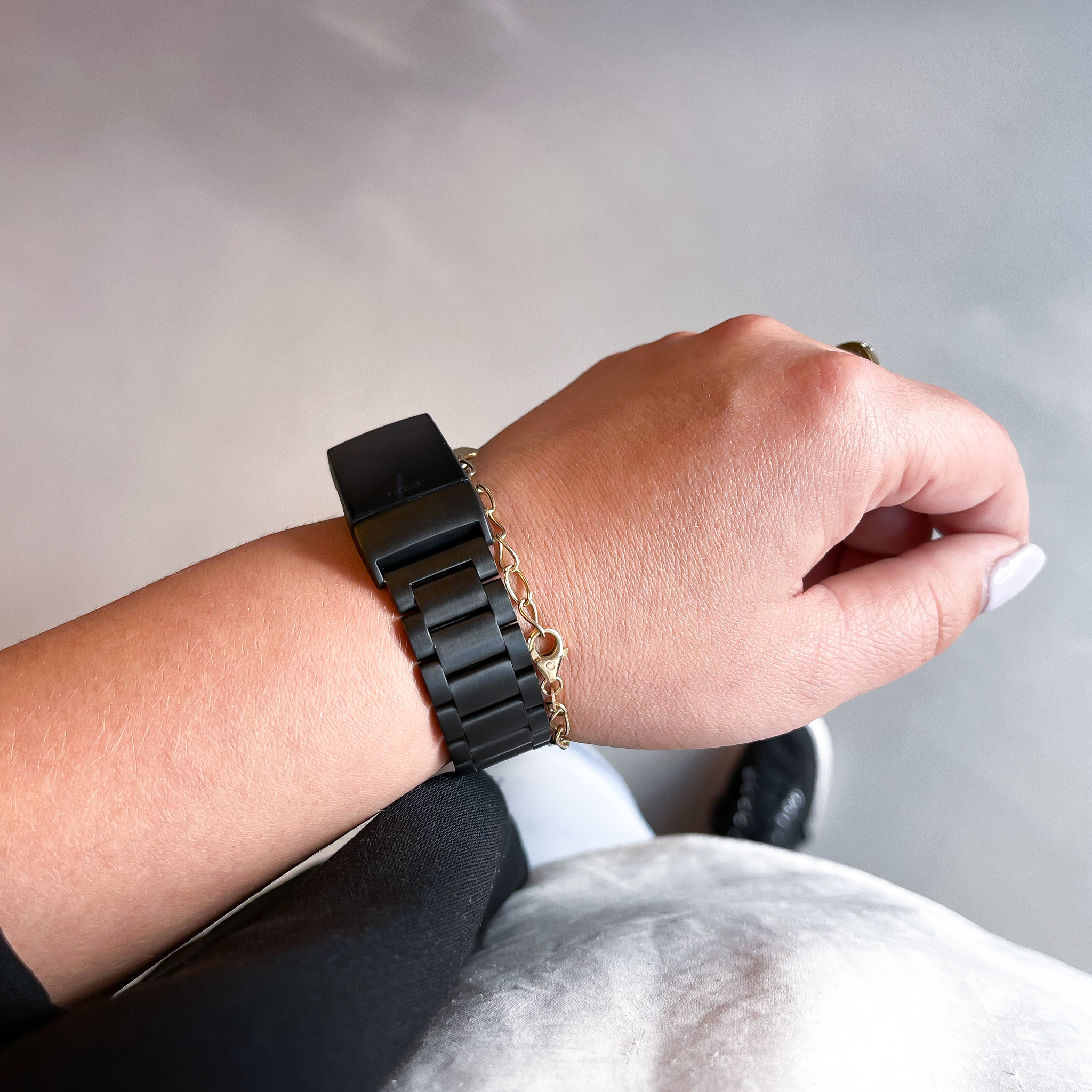 Bracelet acier perles Fitbit Charge 3 & 4 - noir