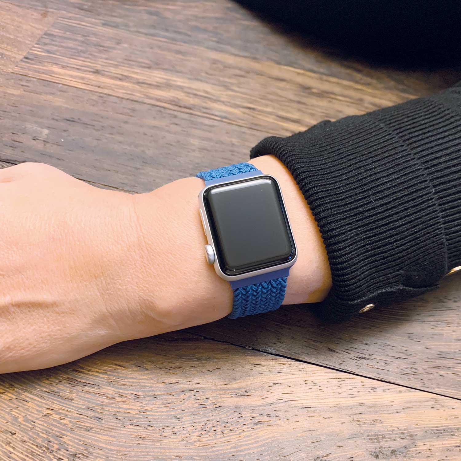 Bracelet nylon Boucle unique tressé Apple Watch - bleu atlantique