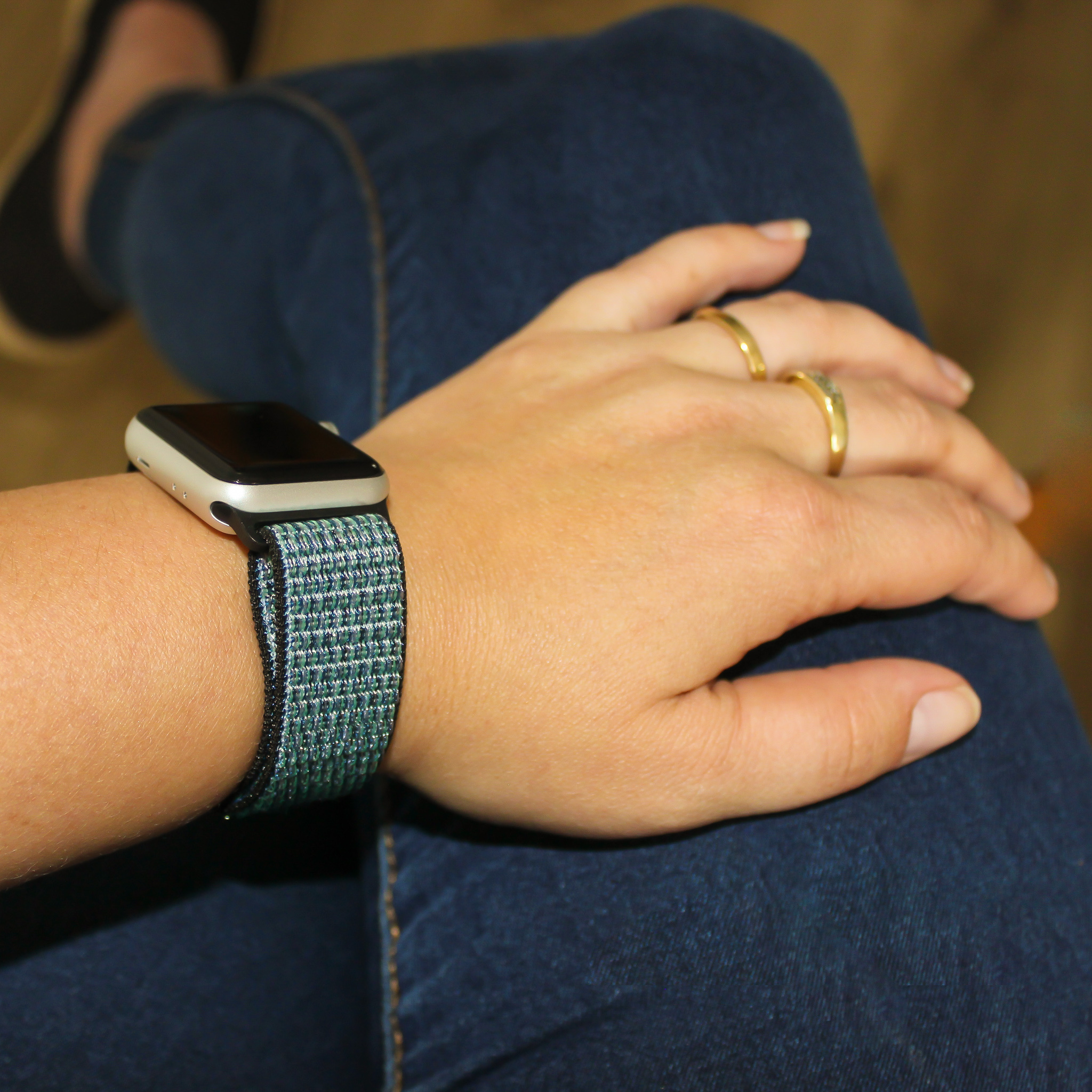 Bracelet boucle sport en nylon Apple Watch - world indigo lime blast