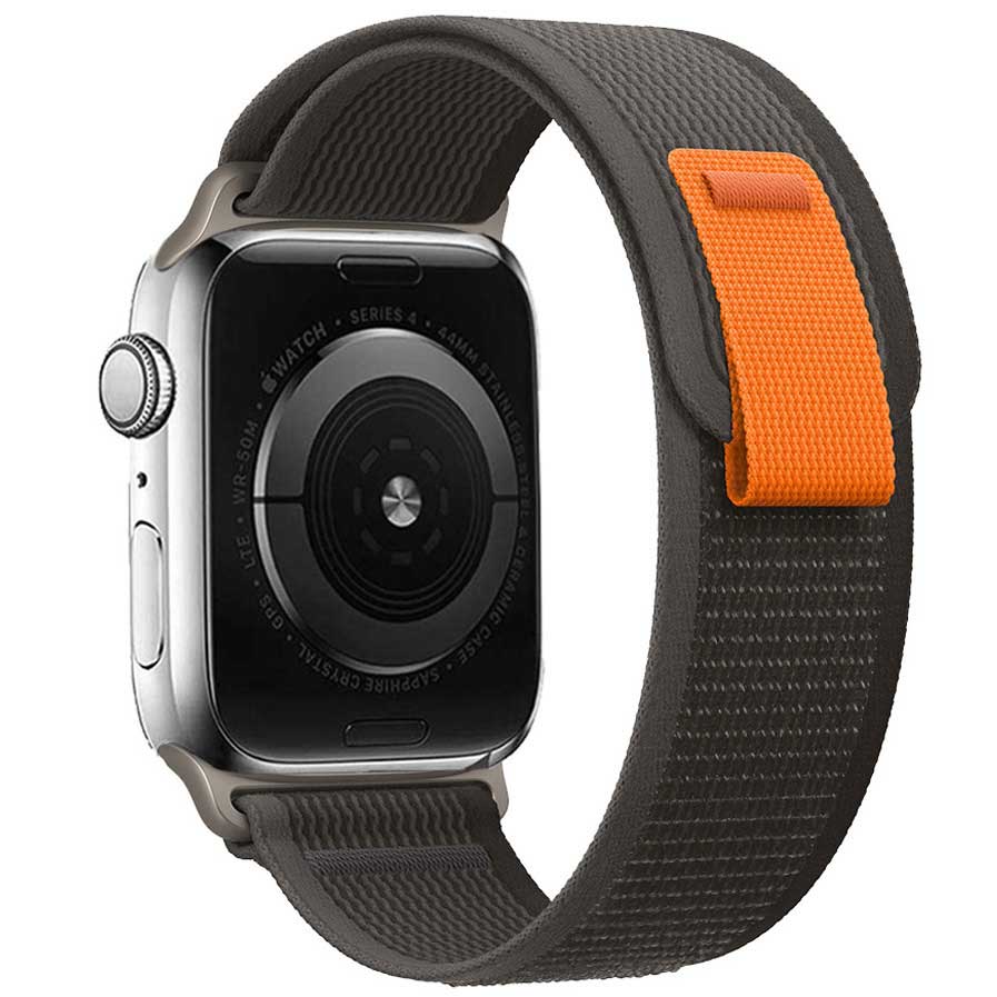 Bracelet Boucle Trail en nylon Apple Watch - noir gris
