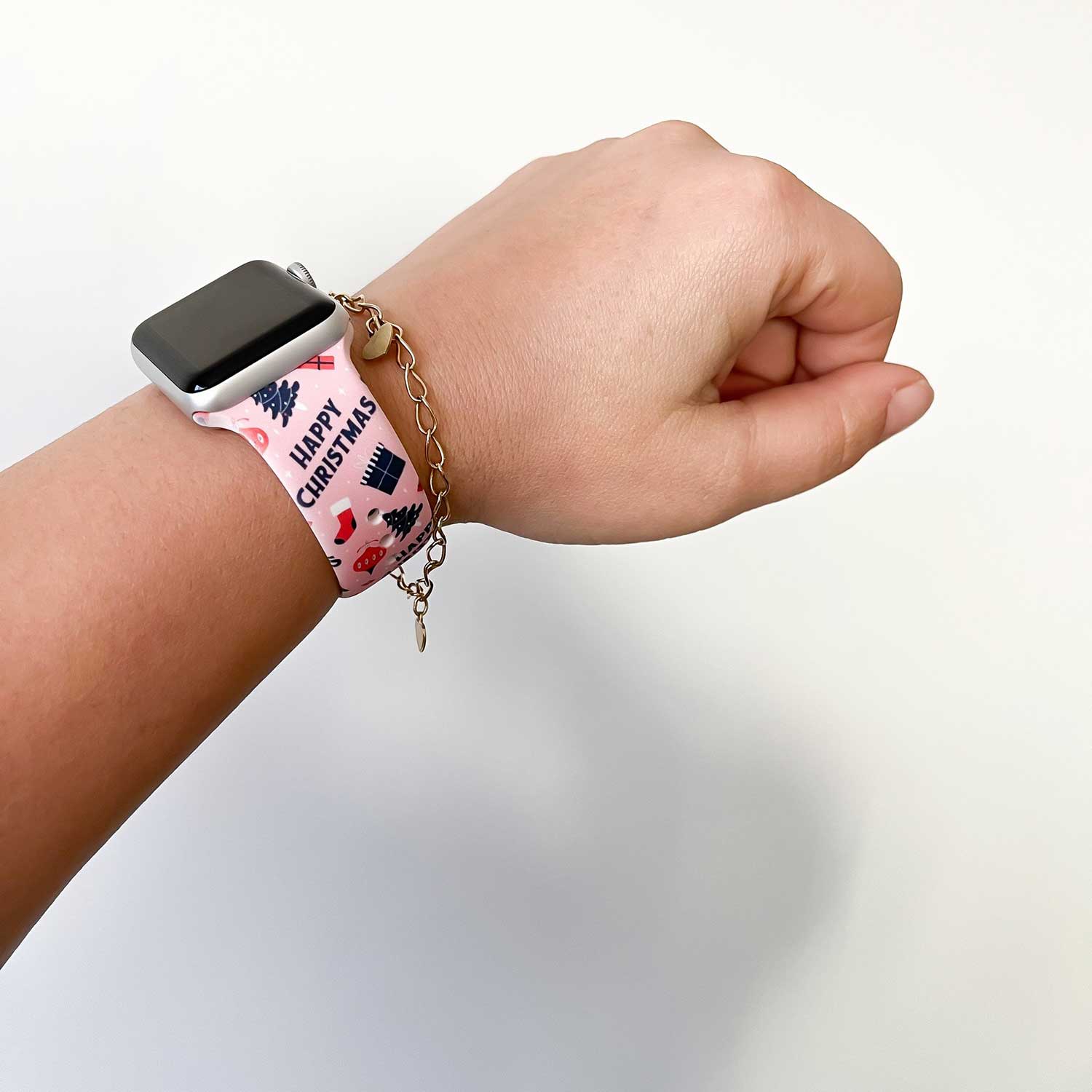 Bracelet sport imprimé Apple Watch - rose de Noël