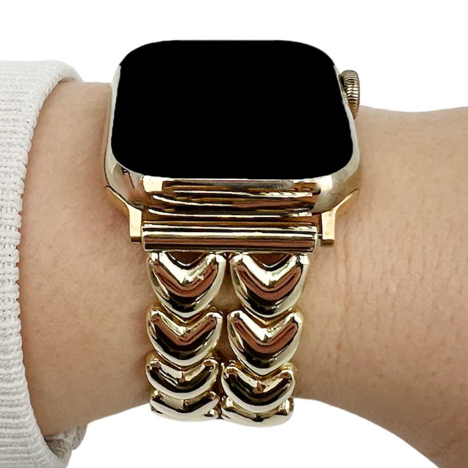 Bracelet à maillons en acier cœur Apple Watch - doré