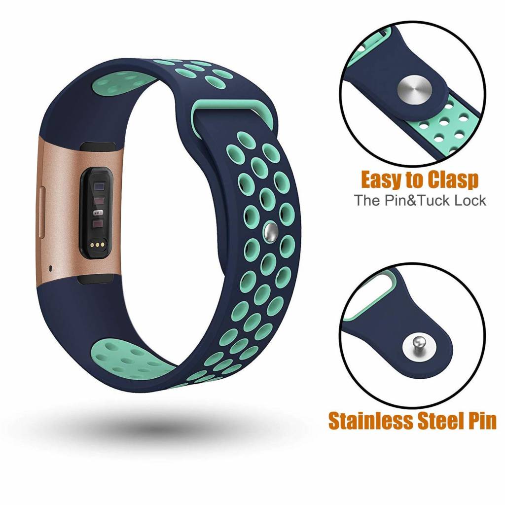 Bracelet sport double Fitbit Charge 3 & 4 - bleu foncé bleu clair
