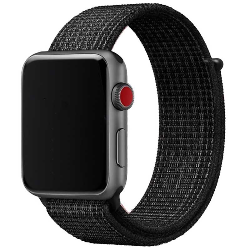 Bracelet boucle sport en nylon Apple Watch - réflecteur noir