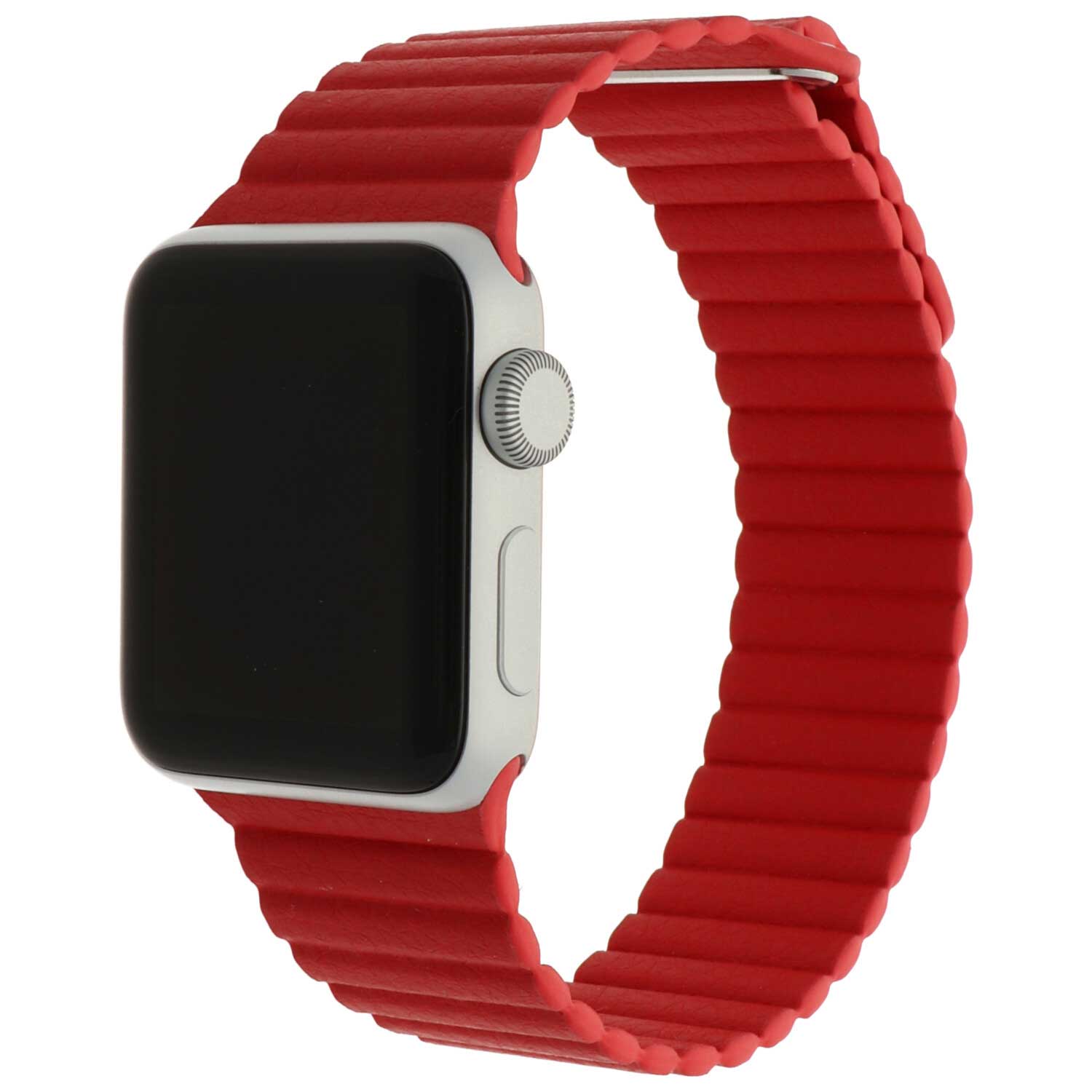 Bracelet en cuir nervure Apple Watch - rouge