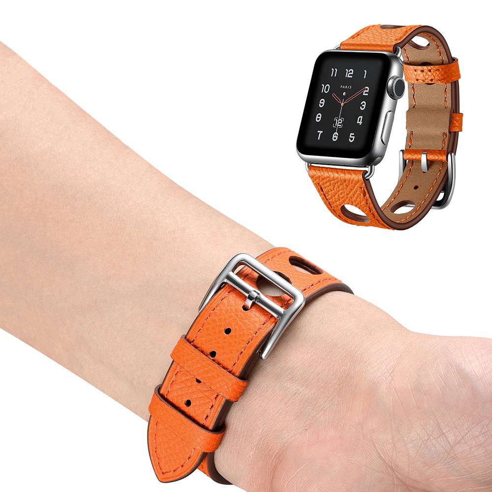Bracelet en cuir Hermès Apple Watch - orange