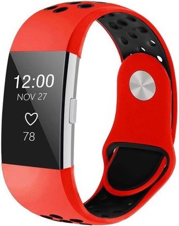 Bracelet sport double Fitbit Charge 2 - rouge noir