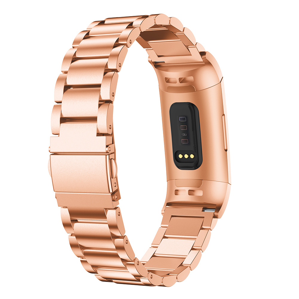 Bracelet acier perles Fitbit Charge 3 & 4 - rose or