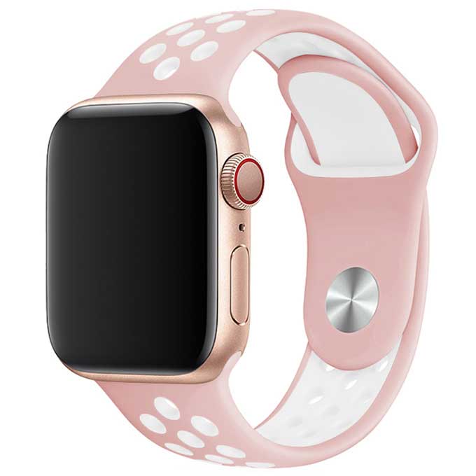 Bracelet sport double Apple Watch - rose pâle blanc
