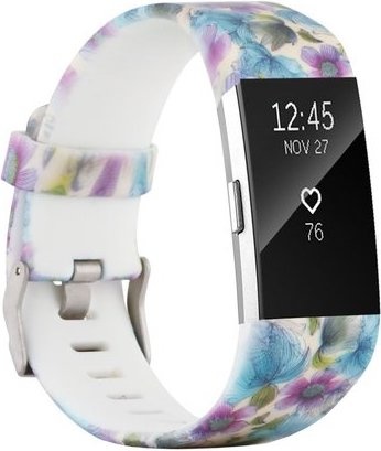 Bracelet sport imprimé Fitbit Charge 2 - fleur bleue