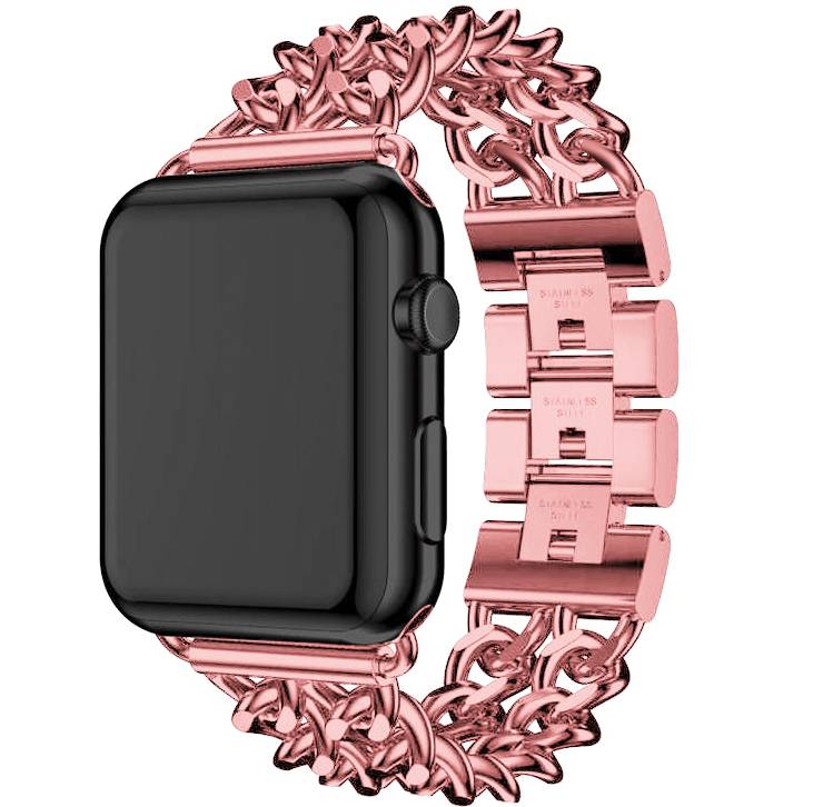 Bracelet acier cow-boy Apple Watch - rose rouge